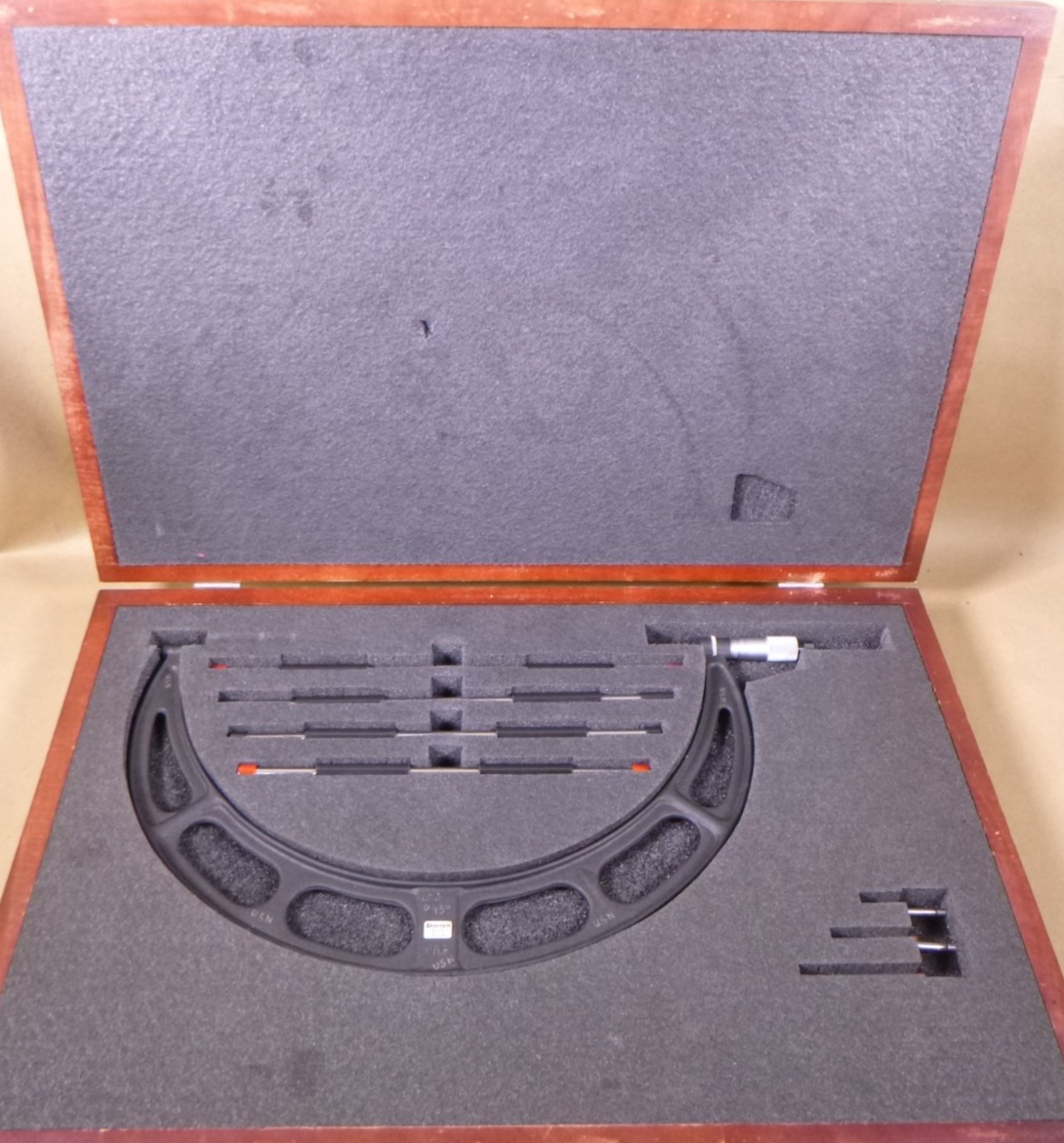 Starrett NO. 224 12-16" Anvil Outside Micrometer Set in Wood Case