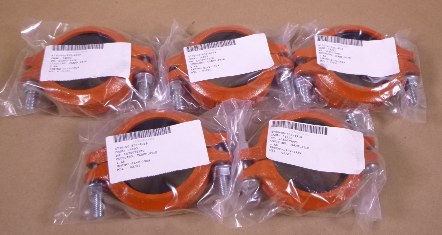 (5 Pcs) 3" Flexible Pipe Coupling Grooved 75 Iron Replaces Victaulic L030075PT0