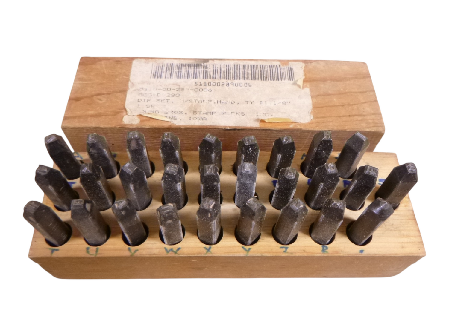 USED YOUNG BROS. Hand Stamp Die Set A-Z , 1/8" LETTERS , 28 Pieces , USA | Industrial MRO Tools and Replacement Industrial Equipment Components