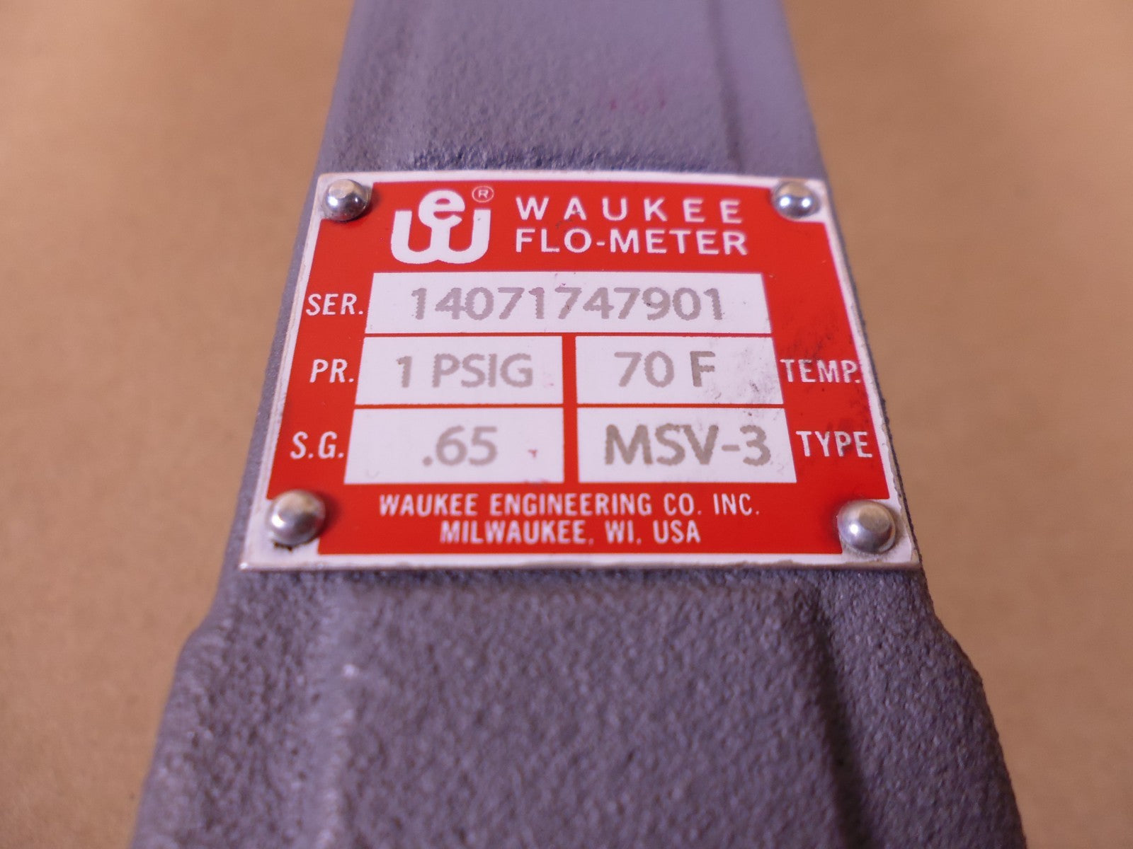 MSV-3 Waukee Natural Gas Flo-Meter 0-50 CFH, 1 PSIG, 70 Deg F., .65 S.G. | Industrial MRO Replacement Parts, Manufacturing Machine Parts &amp; Components, Heavy Equipment Parts Supplier