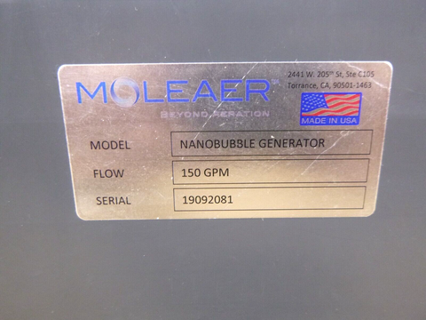 New Moleaer Nanobubble Generator Block 150 GPM, Serial # 19092081