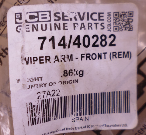OEM JCB Front Wiper Arm (REM) 714/40282 For 3CX 4CX | Industrial Tractor Parts Supplier and Surplus Tractor Parts & Accessories
