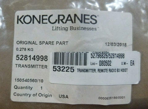 KONECRANES 52814998 TRANSMITTER - SERIAL # 08180540 & 01190411 KONE CRANES | Industrial Tractor Parts Supplier and Surplus Tractor Parts & Accessories