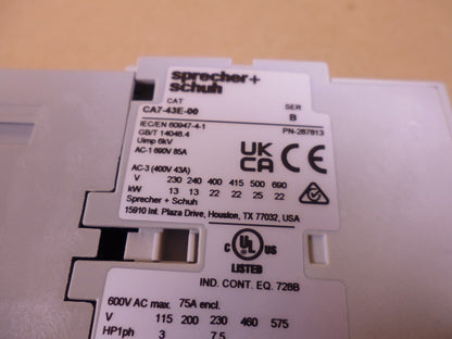 SPRECHER+SCHUH CA7-43E-10-24E 24VDC 85A Contactor Relay | Electrical MRO Replacement Parts &amp; Components and Commercial Electrical Supplies Company