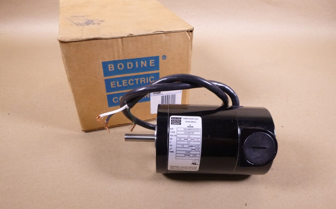 Bodine DC Motor 6024, 1/8 Hp, 2500 Rpm, 33A3BEPM, 24 Vdc., Flange Mount | Industrial Electric Motors, Pumps &amp; Parts