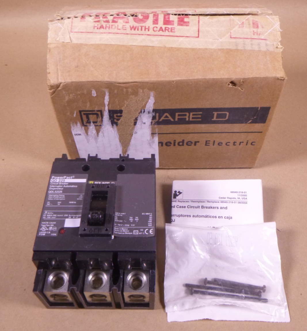 Square D QDL32225 PowerPact Circuit Breaker 225A 240V 3P 3PH QD 225 225 Amp | Electrical MRO Replacement Parts &amp; Components and Commercial Electrical Supplies Company