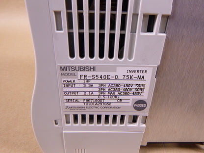 Mitsubishi FR-S540E-0.75K-NA Inverter 3-Phase 1HP AC Drive 380-480VAC | Electrical MRO Replacement Parts &amp; Components and Commercial Electrical Supplies Company