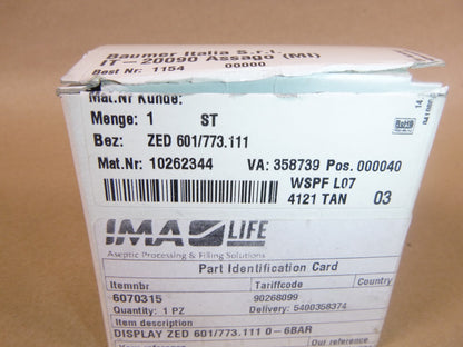 Baumer ZED601/773.111 Programable Digital Indicator 10262344, 4-20MA | Industrial MRO Replacement Parts, Manufacturing Machine Parts &amp; Components, Heavy Equipment Parts Supplier
