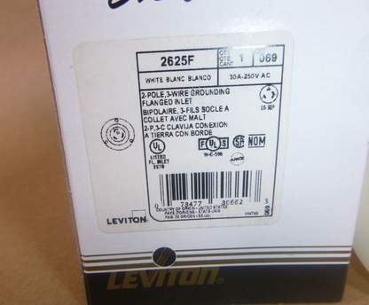 Leviton 2625F, 30 AMP, 250V, 2-pole, 3 wire, Locking Flanged Inlet W/ Grounding | Electrical MRO Replacement Parts &amp; Components and Commercial Electrical Supplies Company