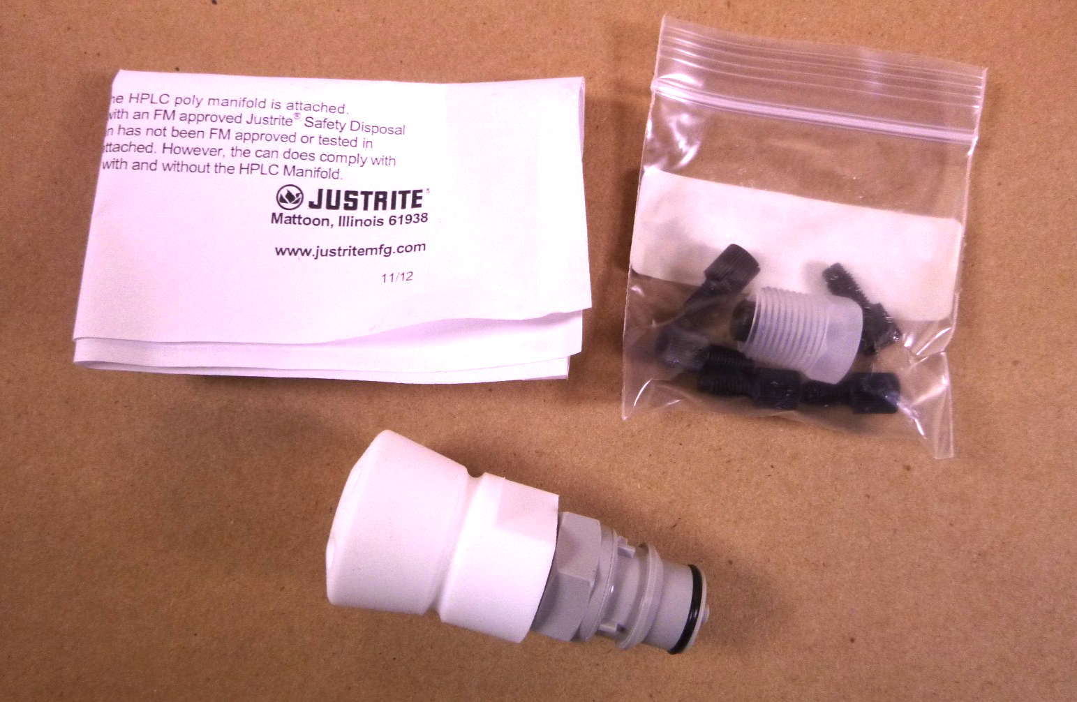 28178 Justrite HPLC POLY Manifold Kit For Justrite Safety Disposal Can 28178 | Industrial MRO Replacement Parts, Manufacturing Machine Parts &amp; Components, Heavy Equipment Parts Supplier