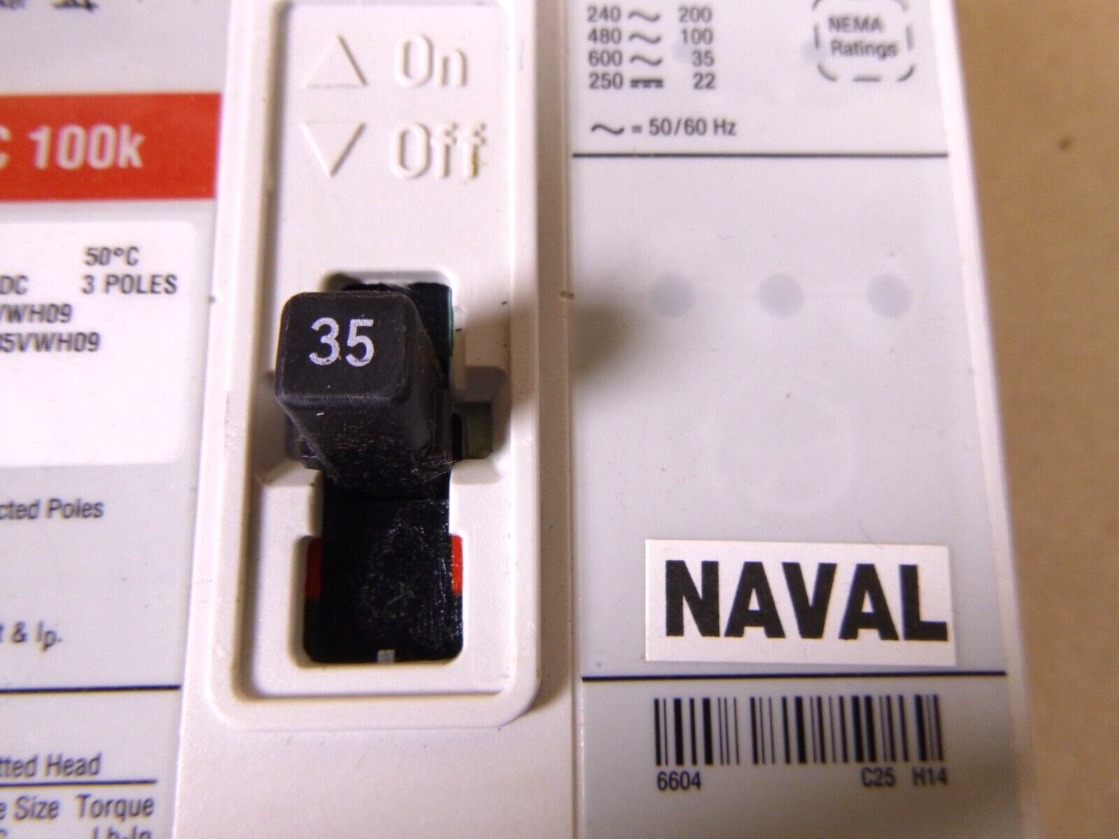 FDC3035VWH09 Eaton Naval F-Frame Circuit Breaker Three-pole, 35A, 600V, 100 kAIC | Electrical MRO Replacement Parts &amp; Components and Commercial Electrical Supplies Company