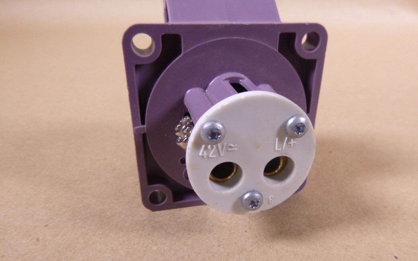 MENNEKES IP44 Purple Panel Mount 2P Industrial Power Socket, 16Amp, 20-25 Volt | Electrical MRO Replacement Parts &amp; Components and Commercial Electrical Supplies Company