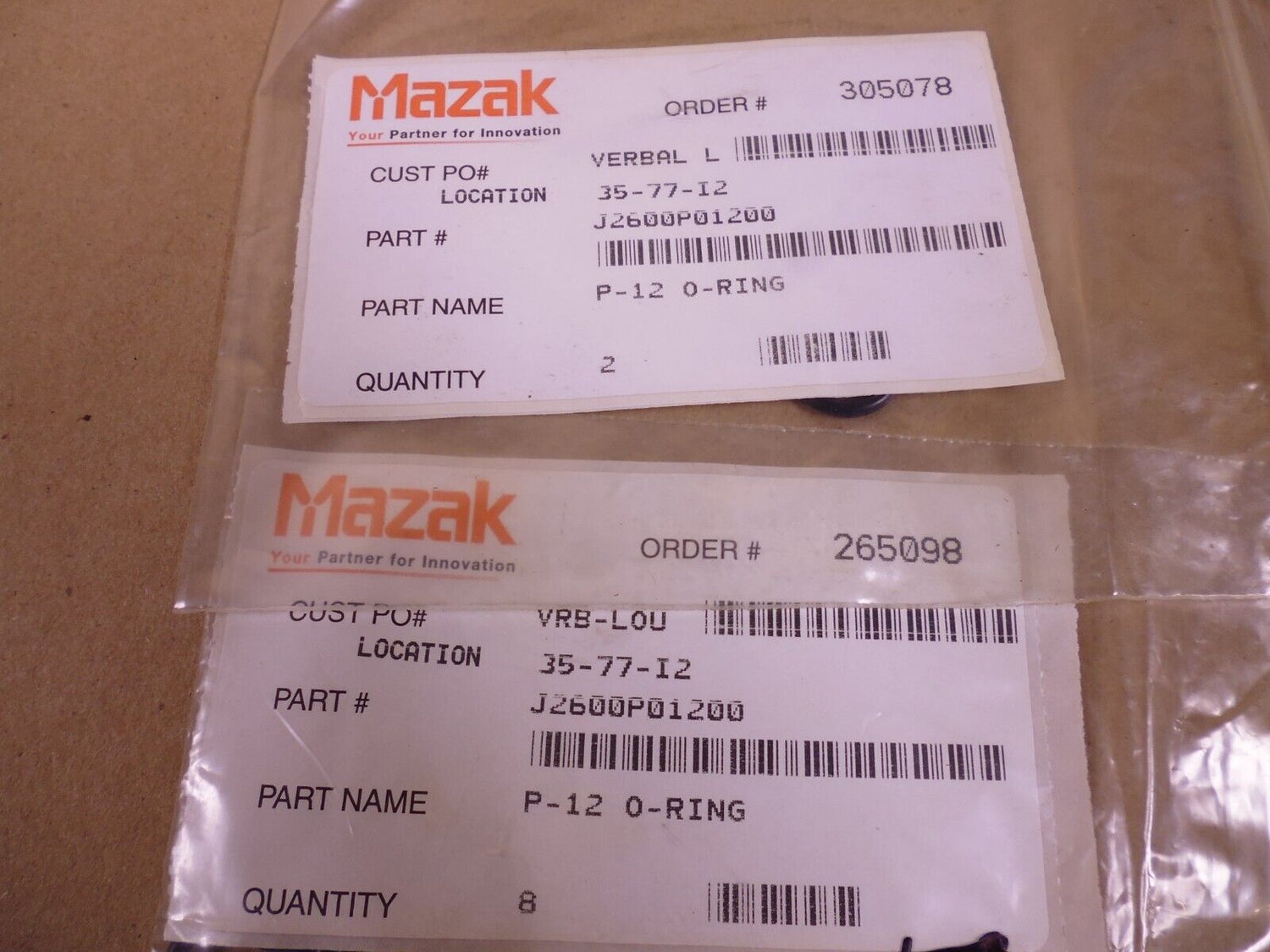 (22 PACK) OEM MAZAK J2600P01200 O-Ring P-12 | Industrial MRO Replacement Parts, Manufacturing Machine Parts &amp; Components, Heavy Equipment Parts Supplier