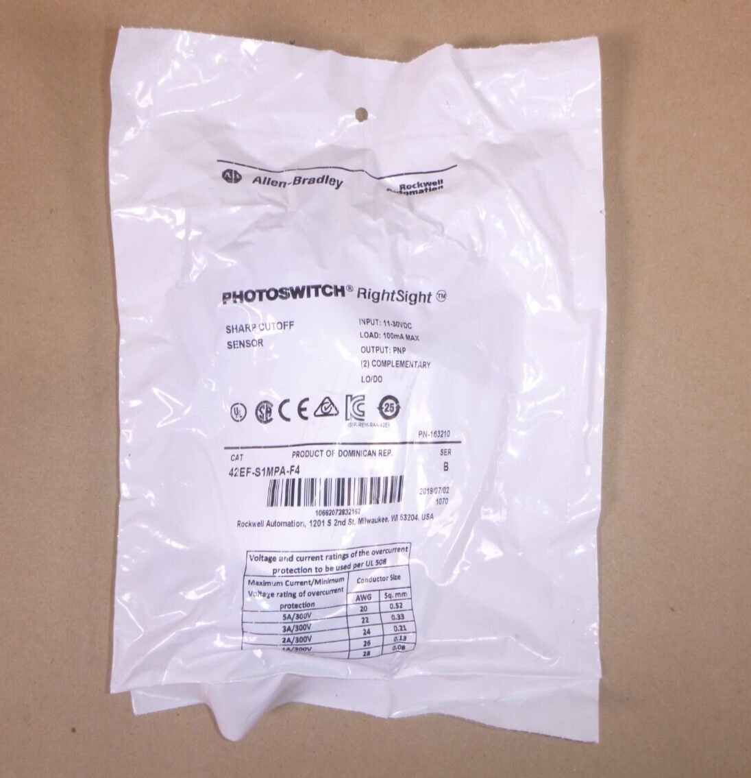 New Genuine Sealed Allen-Bradley 42EF-P2MPB-F4 Photoelectric Sensor, Series D | Electrical MRO Replacement Parts &amp; Components and Commercial Electrical Supplies Company