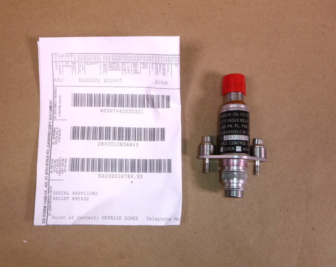 RD910VL0961 Pall Oil Filter Sensor 2840-01-083-6843, 4046T76P01 | Industrial MRO Replacement Parts, Manufacturing Machine Parts &amp; Components, Heavy Equipment Parts Supplier