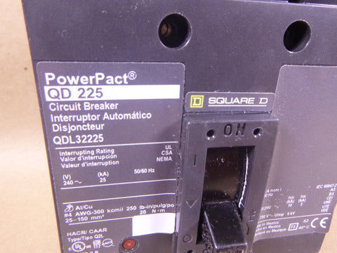 Square D QDL32225 PowerPact Circuit Breaker 225A 240V 3P 3PH QD 225 225 Amp