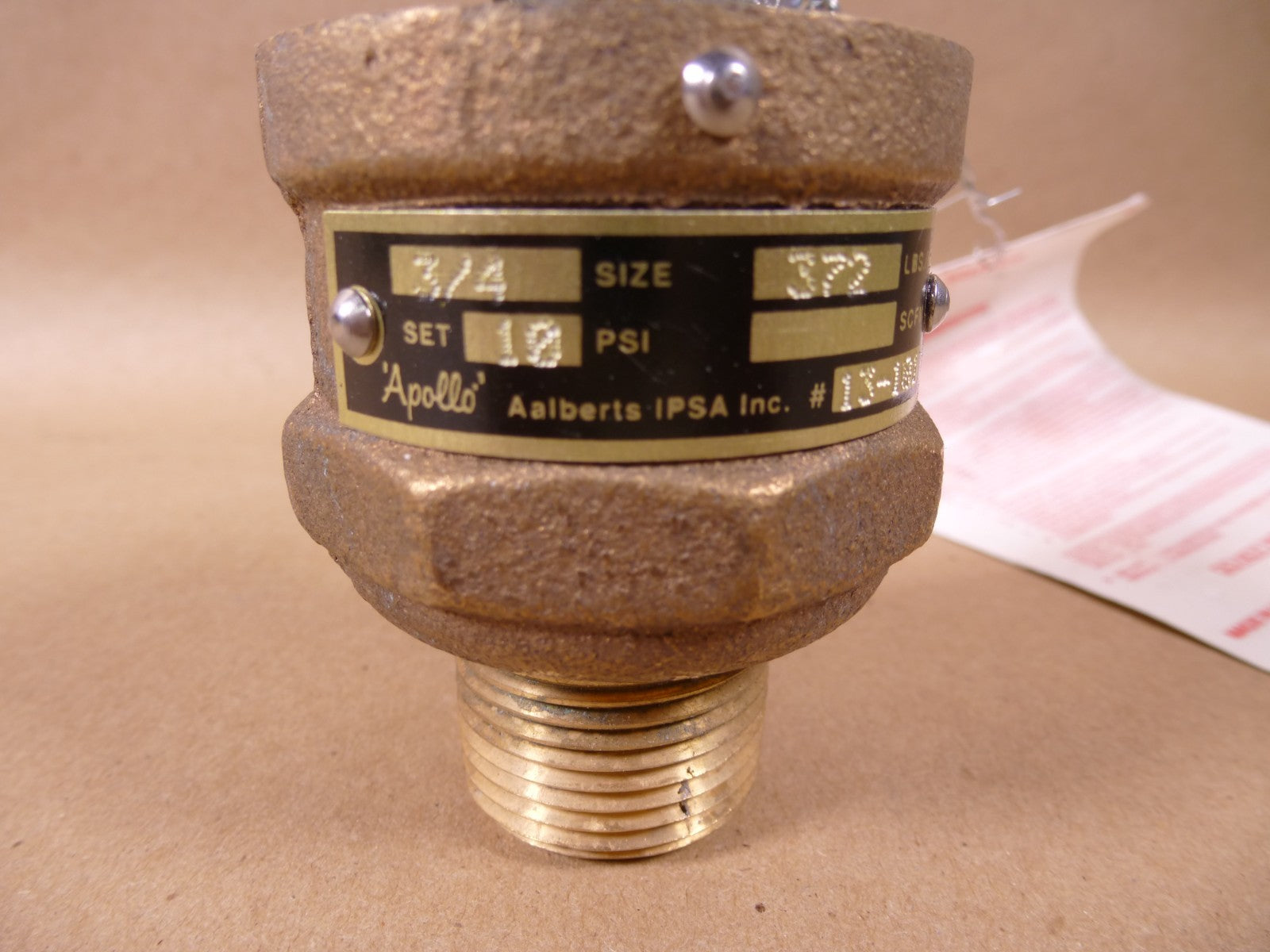13-101 Apollo Low Pressure Brass Steam Safety Valve 3/4" MNPT 10 Psi 372 Lbs/Hr | Industrial MRO Replacement Parts, Manufacturing Machine Parts &amp; Components, Heavy Equipment Parts Supplier