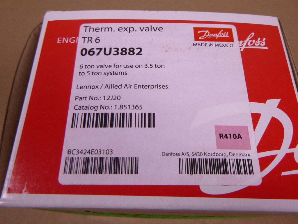 Danfoss 067U3882 12J20 Thermostatic Expansion Valve 6 Ton For 3.5-5 Tons R-410A | Industrial MRO Replacement Parts, Manufacturing Machine Parts & Components, Heavy Equipment Parts Supplier
