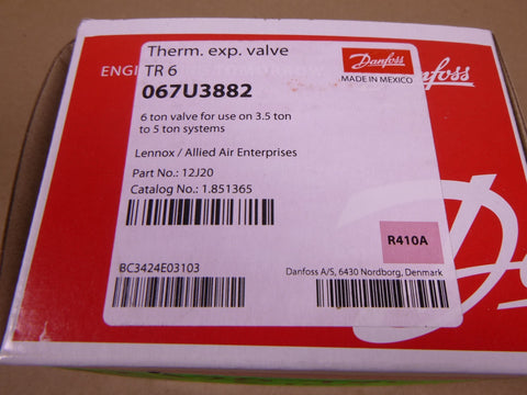 Danfoss 067U3882 12J20 Thermostatic Expansion Valve 6 Ton For 3.5-5 Tons R-410A | Industrial MRO Replacement Parts, Manufacturing Machine Parts & Components, Heavy Equipment Parts Supplier