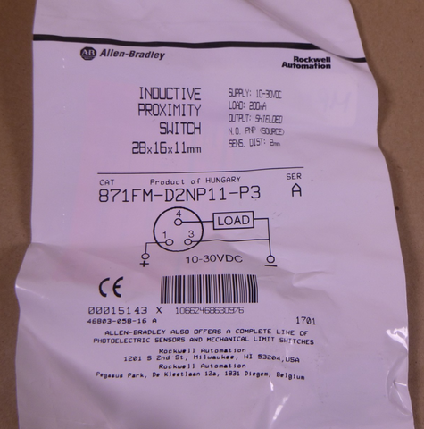 871FM-D2NP11-P3 SER A Allen Bradley Inductive Proximity Switch 10-30VDC 200mA | Electrical MRO Replacement Parts & Components and Commercial Electrical Supplies Company