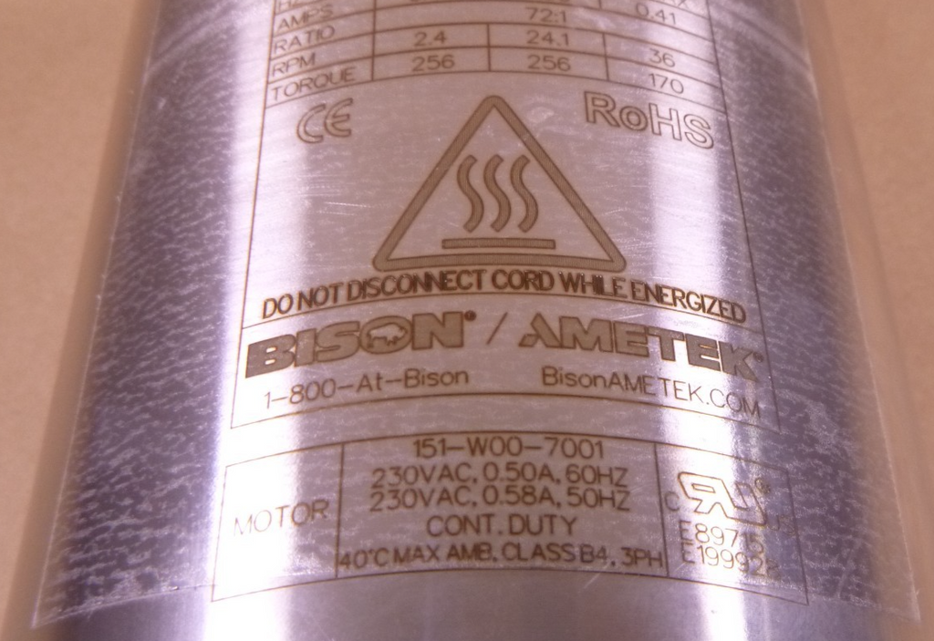 Bison Ametek 017-261-0072 Stainless Steel AC Gearmotor 72:1 1/8HP 3PH SaniMotor | Industrial Electric Motors, Pumps & Parts