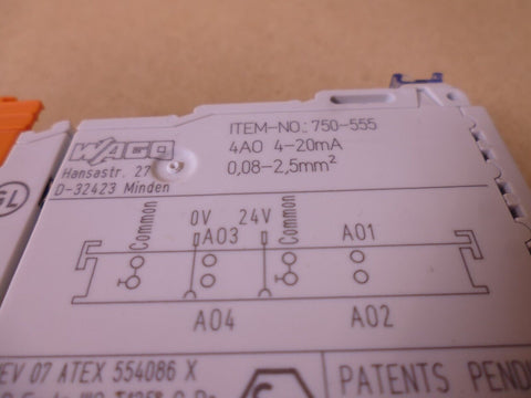 WAGO 750-555 4AO 4-Channel Analog Output PLC I/O Module 4-20mA