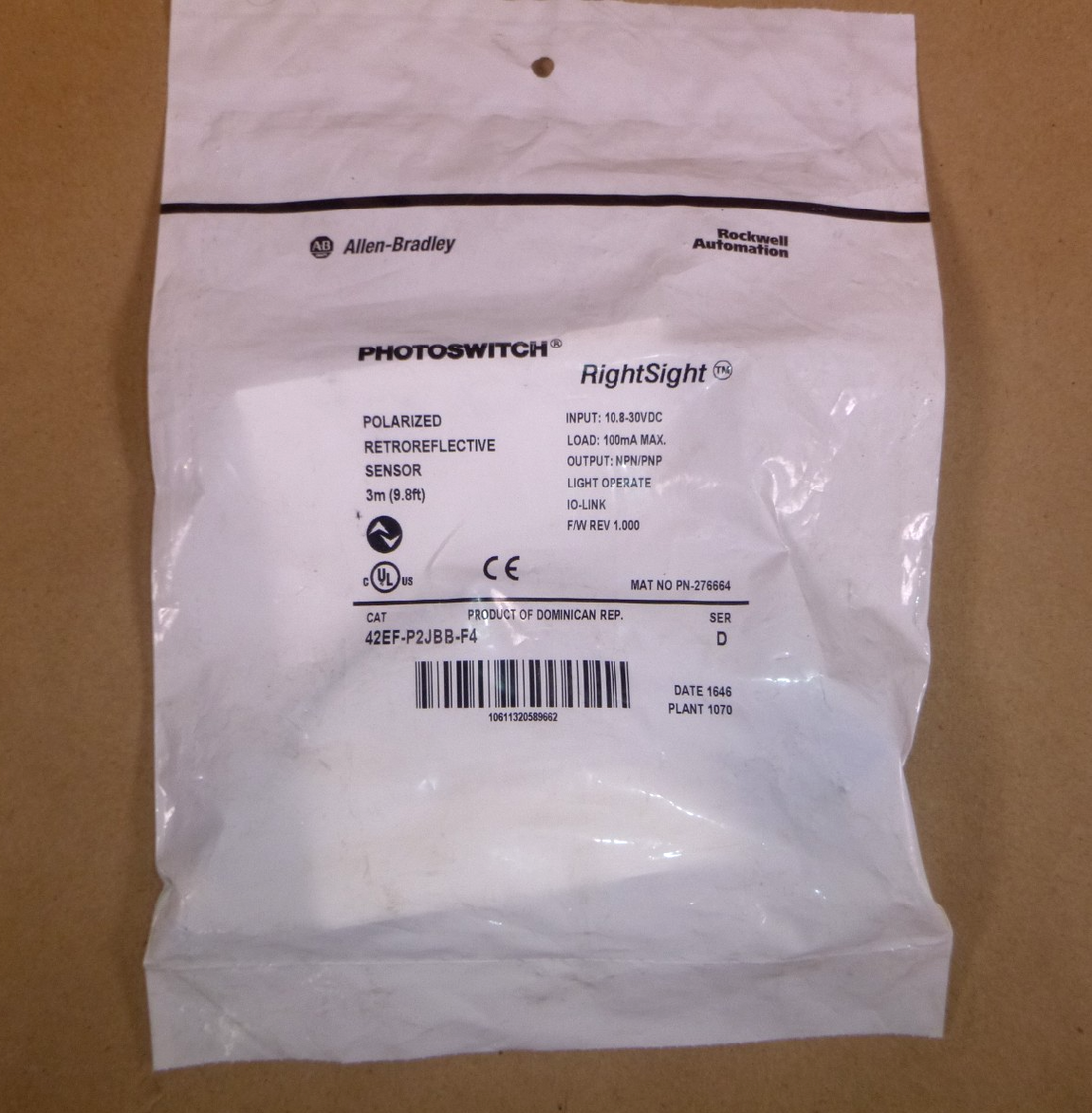 42EF-P2JBB-F4 Allen-Bradley RightSight Photosensor 10.8-30 Vdc | Electrical MRO Replacement Parts &amp; Components and Commercial Electrical Supplies Company