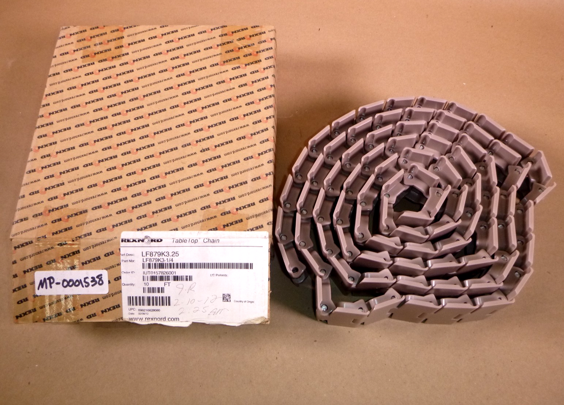 LF879K3-1/4 Rexnord Table Top Chain (10 Ft.) LF879K3.25 Tan | Industrial MRO Replacement Parts, Manufacturing Machine Parts &amp; Components, Heavy Equipment Parts Supplier