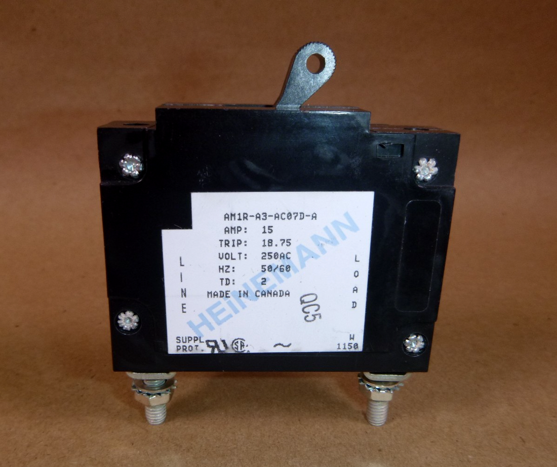 AM1R-A3-AC07D-A-15-1 EATON HEINEMANN Circuit Breaker 15 Amp 1 Pole 250Vac | Electrical MRO Replacement Parts &amp; Components and Commercial Electrical Supplies Company