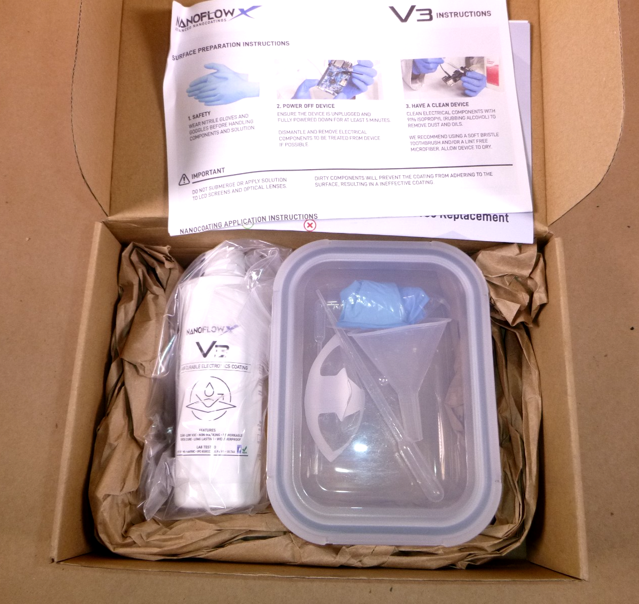 NANOFLOW V3 Air Curable Electronics Coating Test Kit With Saltwater Protection | Industrial MRO Replacement Parts, Manufacturing Machine Parts &amp; Components, Heavy Equipment Parts Supplier