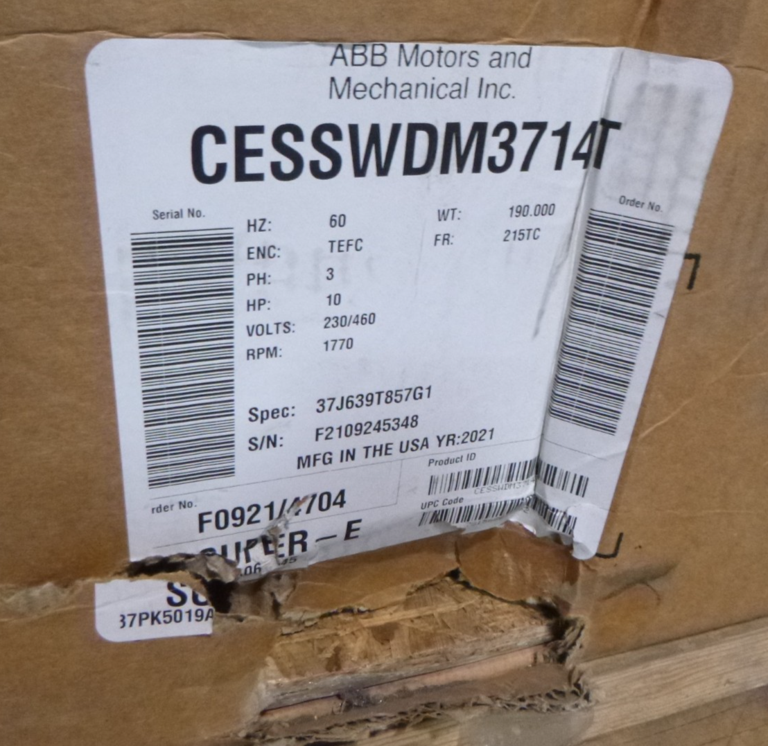 Baldor CESSWDM3714T Super-E Stainless Motor 215TC 10HP 1770RPM 230/460V 3PH