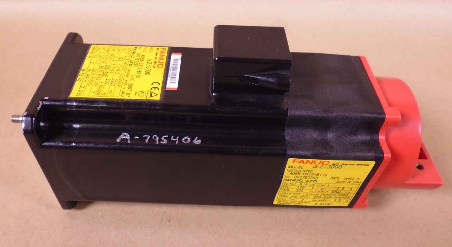 Fanuc A06B-0373-B175 AC Servo Motor , 0.5kW, 129V, 3000min, 200Hz, 200-230V | Industrial Electric Motors, Pumps &amp; Parts