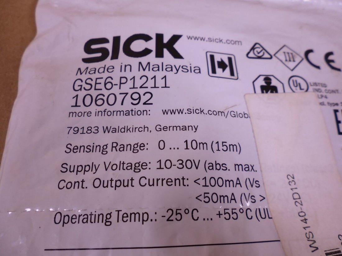 SICK GSE6-P1211 1060792 Photoelectric Sensor , 0-10m(15m), 10-30V | Electrical MRO Replacement Parts &amp; Components and Commercial Electrical Supplies Company