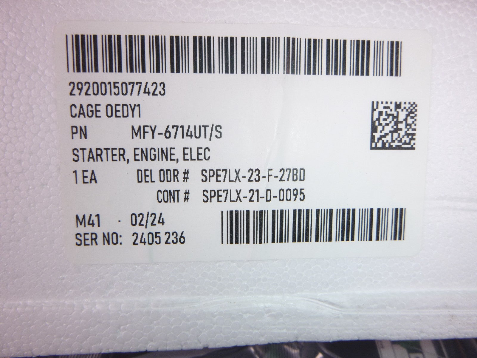USGI M998 Humvee Leece Neville OEM Starter MFY-6714UT, 12339360, 2920-01-507-7423 | Genuine HMMWV Replacement Parts and Military Surplus Humvee Parts &amp; Accessories