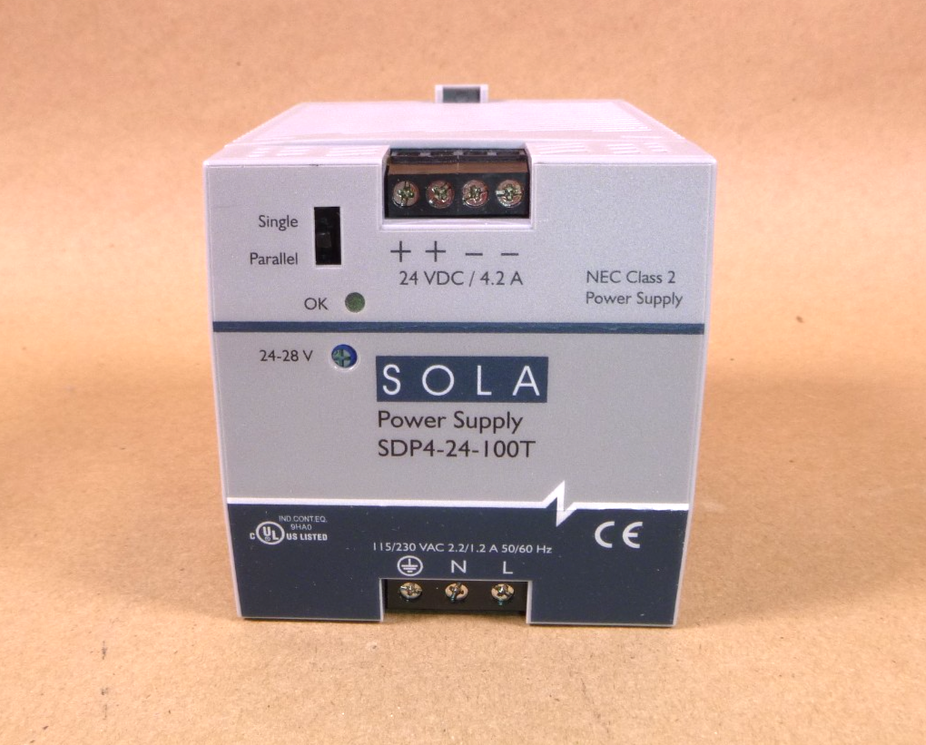 SDP4-24-100LT SOLA HD Din Rail NEC Class 2 Power Supply 24 Volt 4.2 Amp | Electrical MRO Replacement Parts & Components and Commercial Electrical Supplies Company