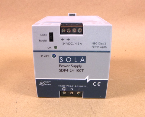 SDP4-24-100LT SOLA HD Din Rail NEC Class 2 Power Supply 24 Volt 4.2 Amp | Electrical MRO Replacement Parts & Components and Commercial Electrical Supplies Company
