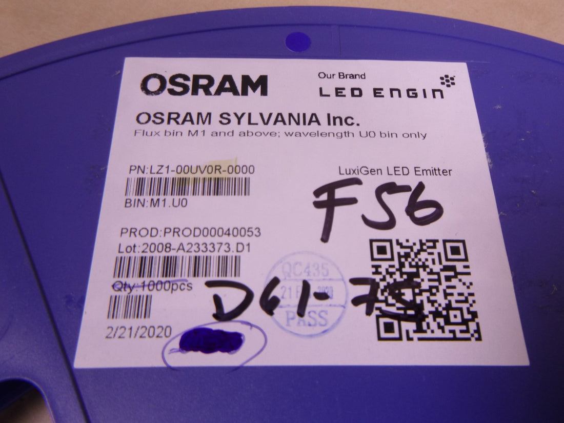 440x LZ1-00UV0R-0000 Ultraviolet Emitter 365nm 3.8V 1A 1100mW/sr @ 700mA 64° Die