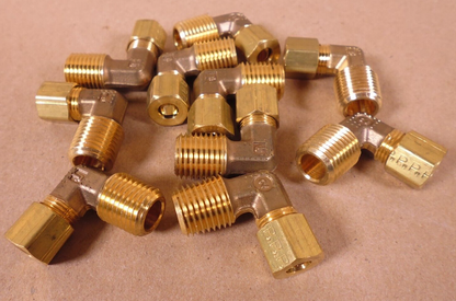 (10 Pack) Parker 169CA-4-4 Brass Compression Fitting 90° Male , 1/4" x 1/4" | Industrial Replacement Nuts &amp; Bolts Distributor and Machinery Screws &amp; Fasteners Supply