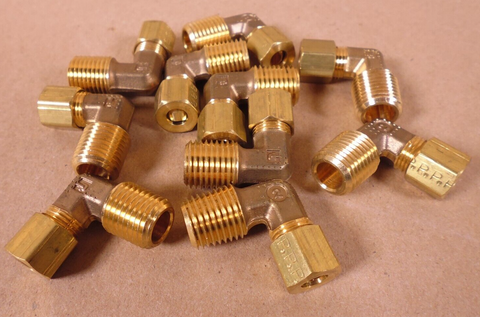 (10 Pack) Parker 169CA-4-4 Brass Compression Fitting 90° Male , 1/4" x 1/4"