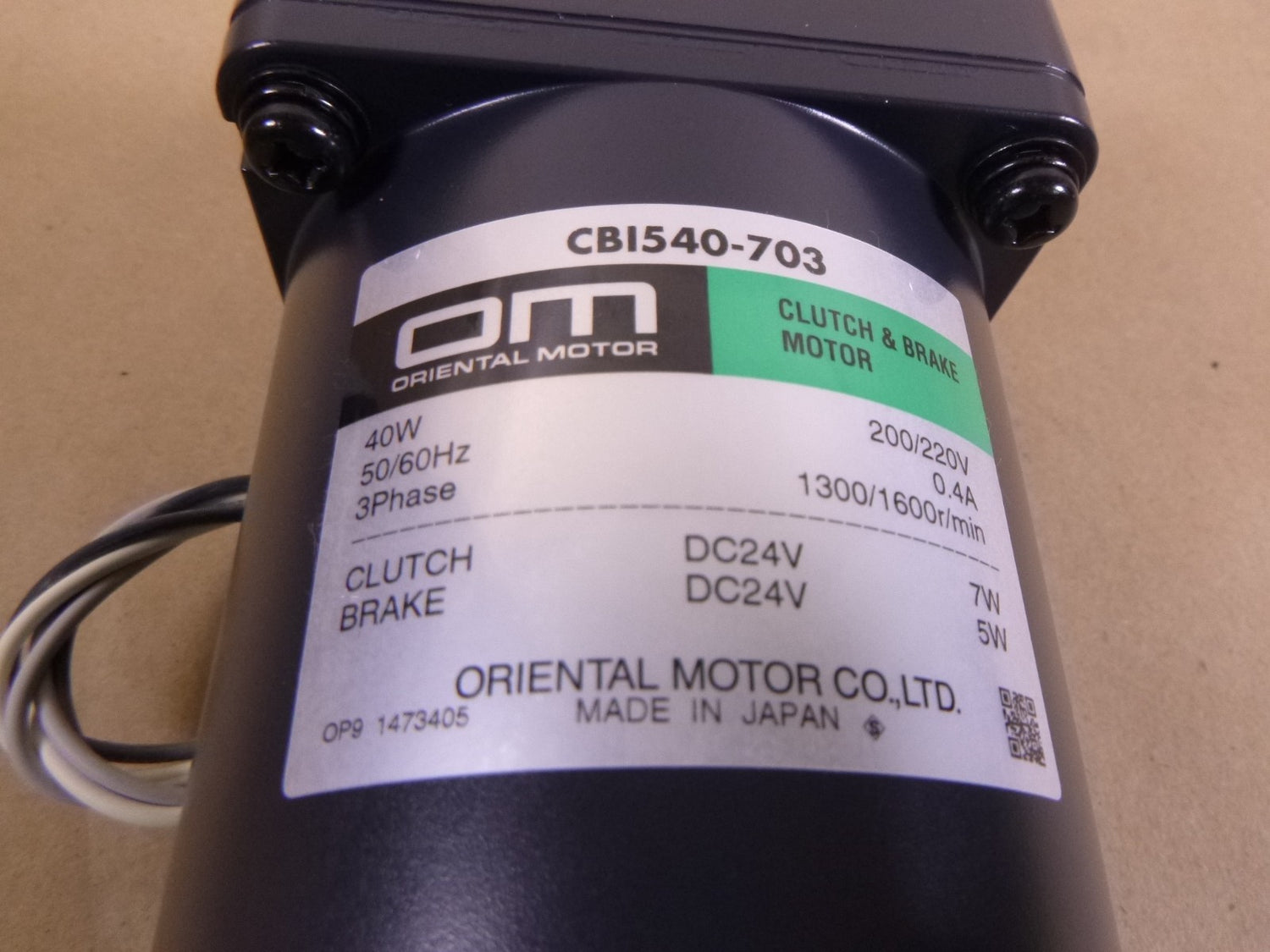Oriental Motor CBI540-703 Clutch &amp; Brake Motor 40W 200/220V 50/60Hz 3Phase