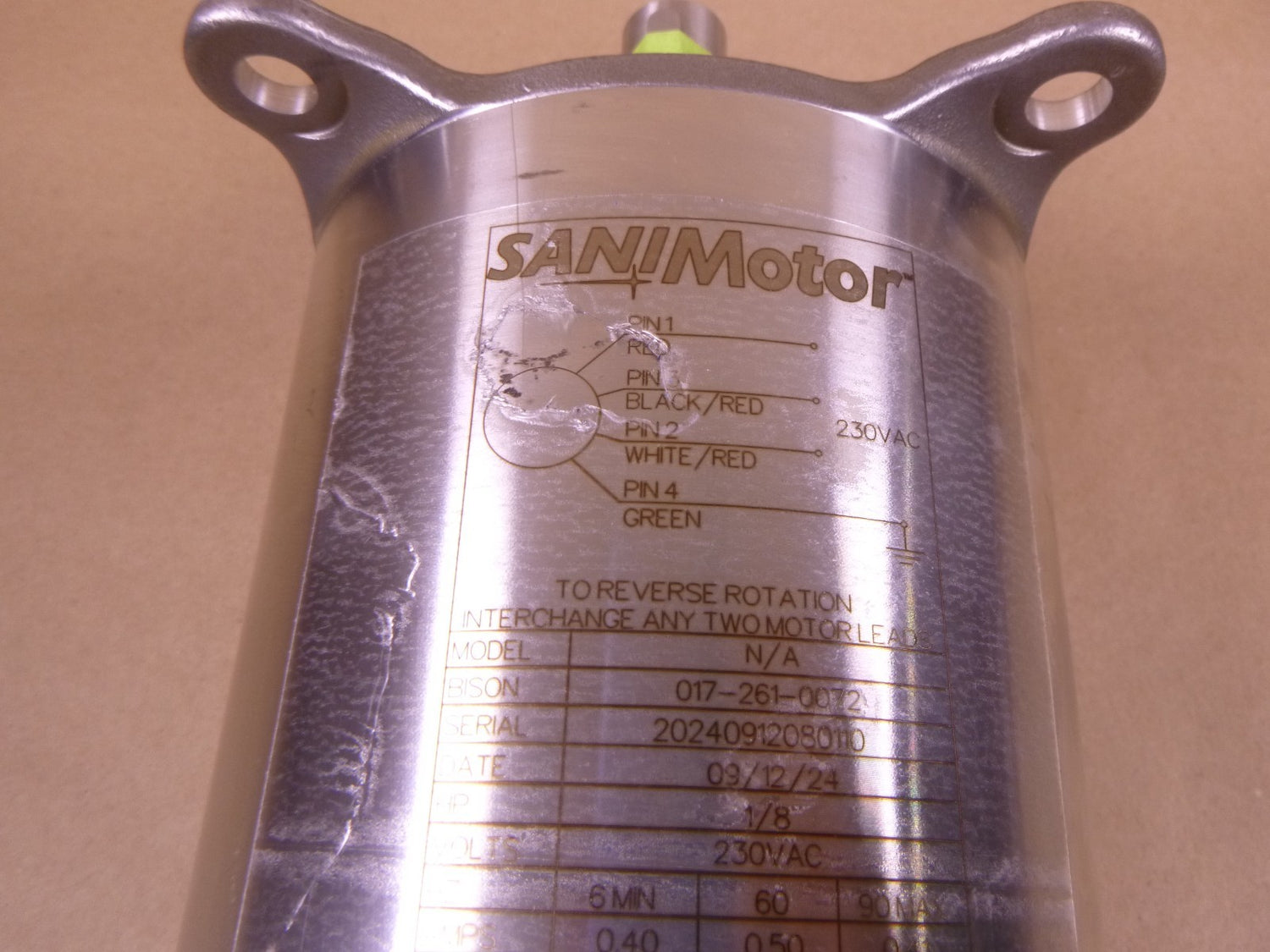 Bison Ametek 017-261-0072 Stainless Steel AC Gearmotor 72:1 1/8HP 3PH SaniMotor | Industrial Electric Motors, Pumps &amp; Parts