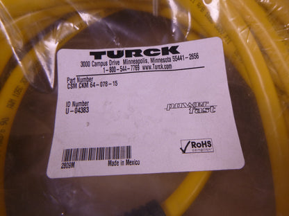 TURCK CSM CKM 64-078-15, POWERFAST DOUBLE-ENDED CORDSET 6-PIN , U-04383 | Electrical MRO Replacement Parts &amp; Components and Commercial Electrical Supplies Company