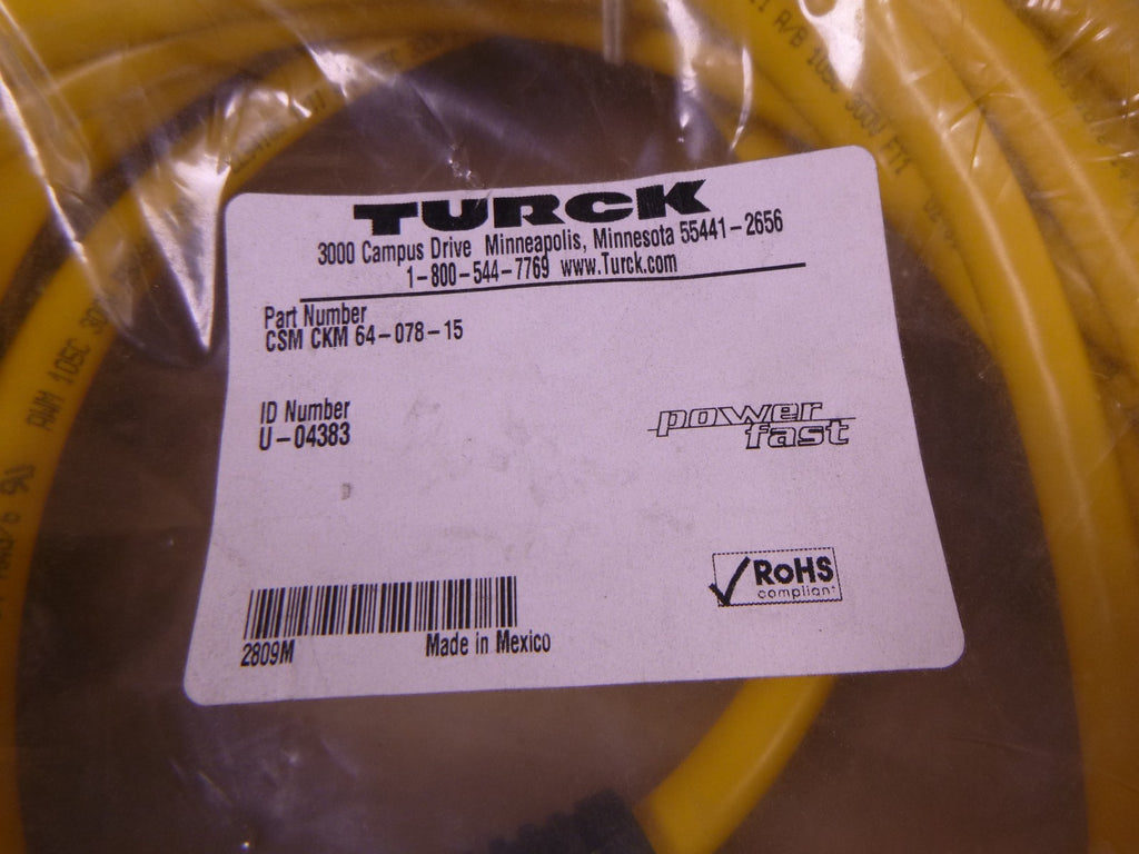 TURCK CSM CKM 64-078-15, POWERFAST DOUBLE-ENDED CORDSET 6-PIN , U-04383 | Electrical MRO Replacement Parts & Components and Commercial Electrical Supplies Company