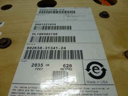 Corning 002K58-31341-24 Zipcord 62.5/125 Two Fiber Plenum Cable Orange , 2035FT | Electrical MRO Replacement Parts &amp; Components and Commercial Electrical Supplies Company
