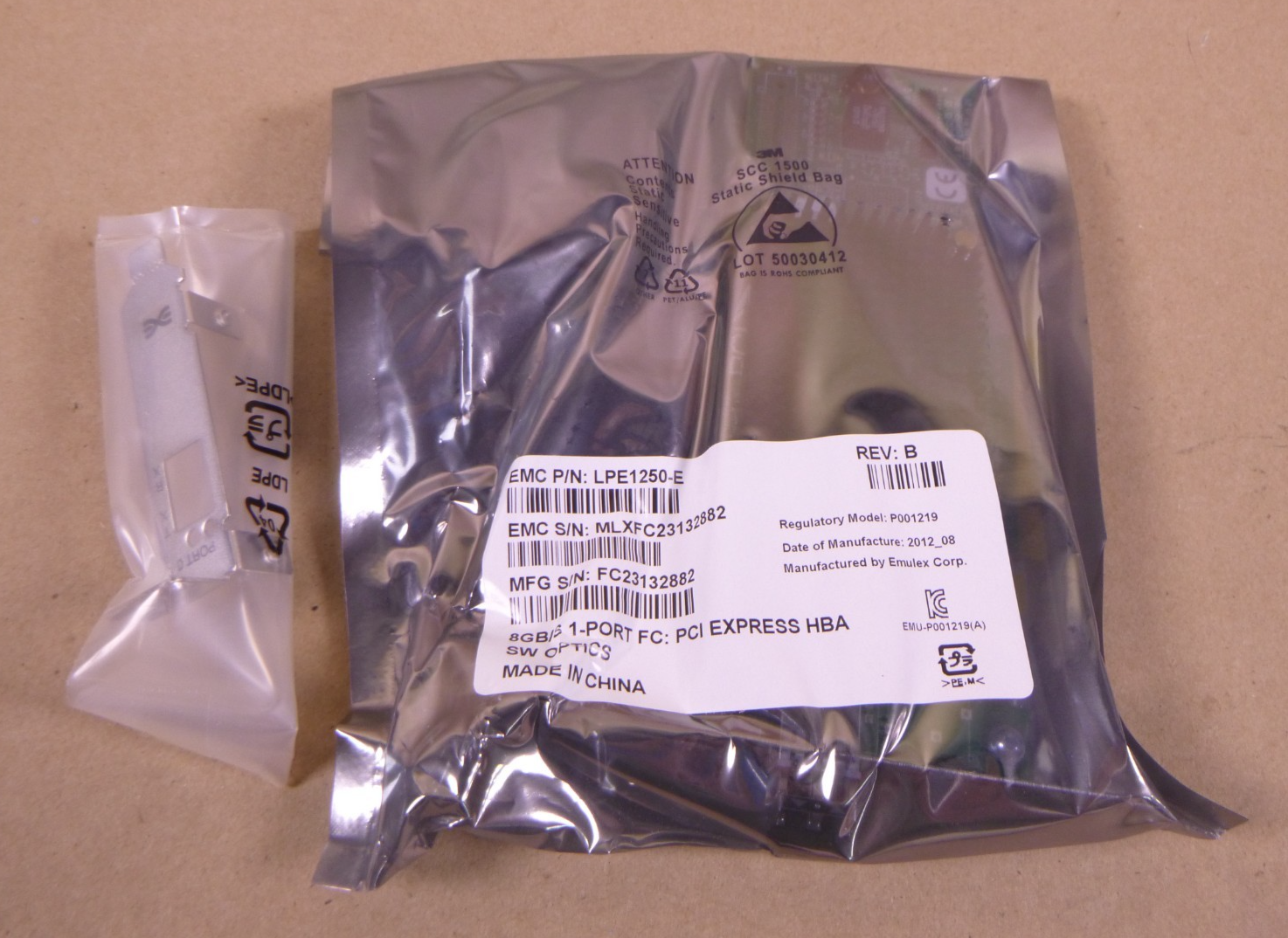 EMULEX LPE1250 8GB 1-Port PCI Express HBA Lightpulse SW Optics P001219 LPE1250-E | Electrical MRO Replacement Parts &amp; Components and Commercial Electrical Supplies Company