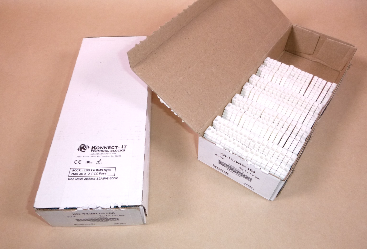 (169 Pcs) Konnect-It Feed Thru Terminal Block 26-12 Awg 20A 69 White &amp; 100 Blue