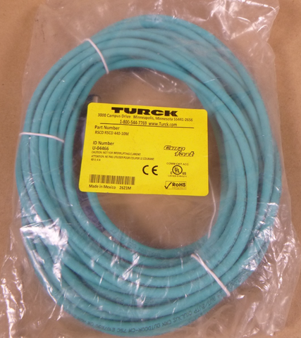 Turck RSCD RSCD 440-10M Industrial Ethernet Cable 4-Pin 10M EuroFast U-04466 | Electrical MRO Replacement Parts & Components and Commercial Electrical Supplies Company