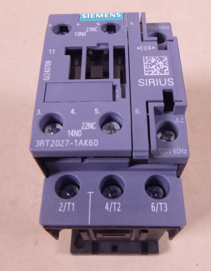 Siemens 3RT2027-1AK60 Contactor SIRIUS 1NO 1NC 110/120V 32A 400V 15KW