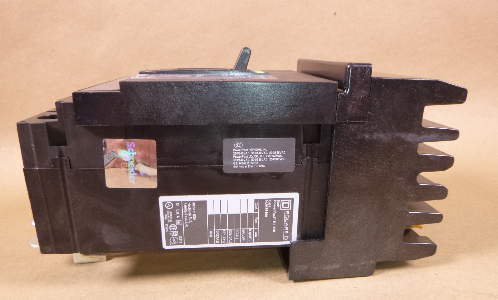 HJA36100 Square D Circuit Breaker, PowerPacT H, 100A, 3 pole, 600VAC, 25kA, | Electrical MRO Replacement Parts &amp; Components and Commercial Electrical Supplies Company