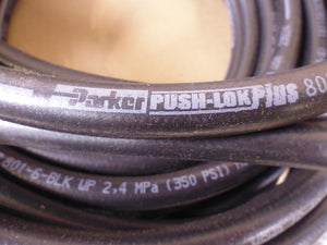 (60FT.) PARKER 801-6-BLK Push-Lok Plus Multipurpose Hose 350PSI 24-5BP Coupler